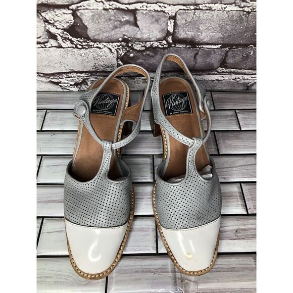 Vintage Jeffrey Campbell White Cap Gray Leather Perforated Sandals Women’s 7M US - Picture 11 of 16